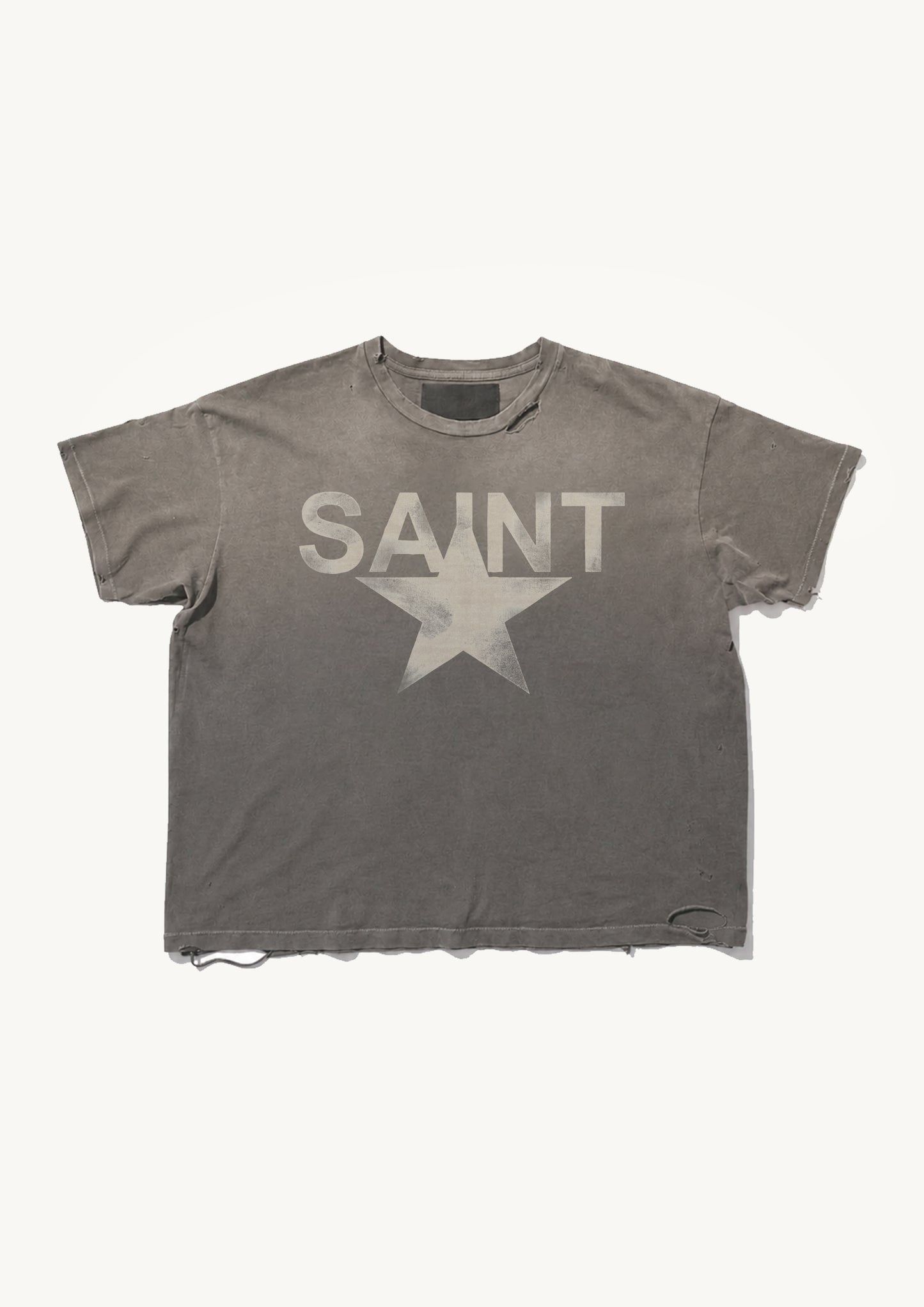 Distressed Saint Star Tee - Sunfaded Grey
