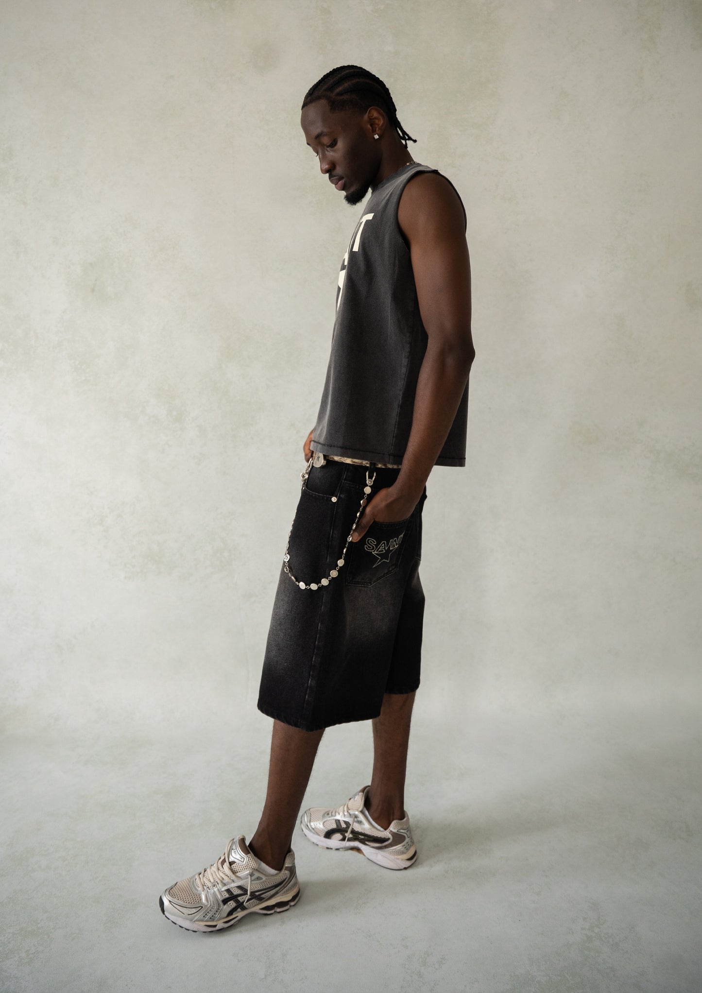 Saint Star Sleeveless Tee - Washed Grey