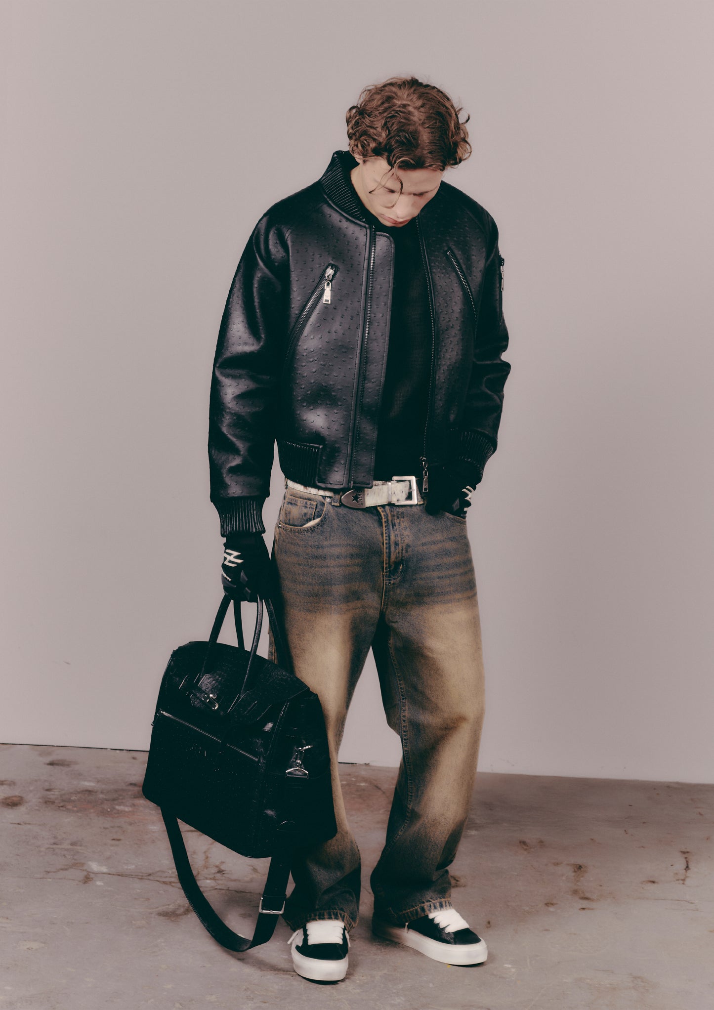 Ostrich Leather Bomber