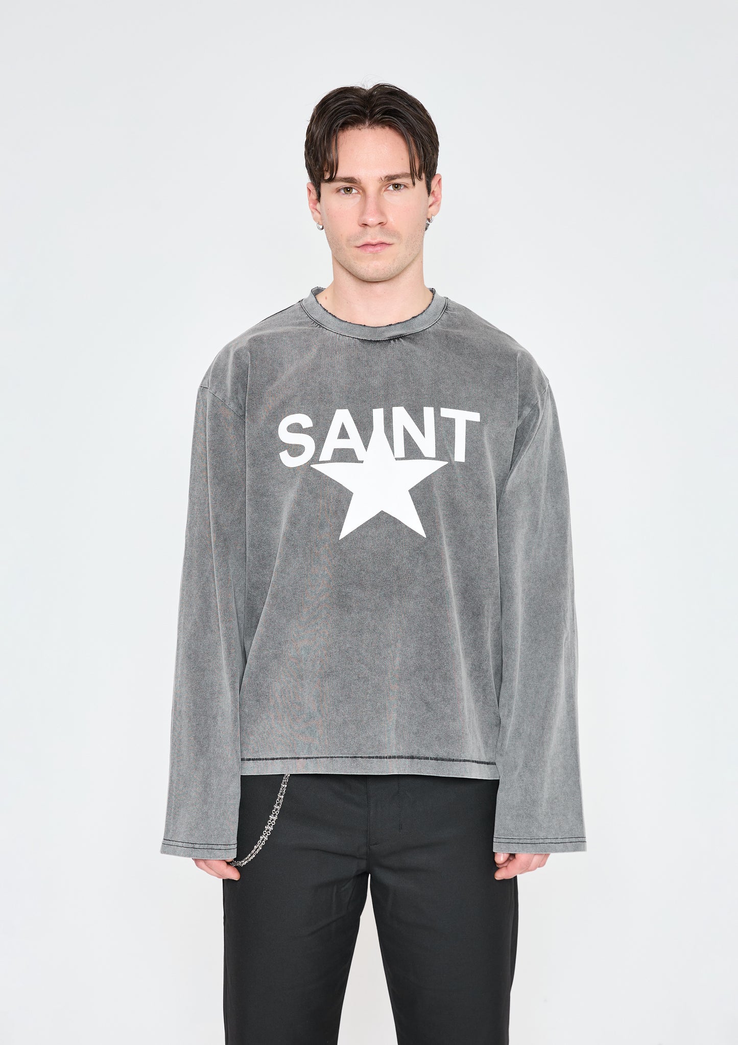 L/S Saint Star Tee - Washed Grey