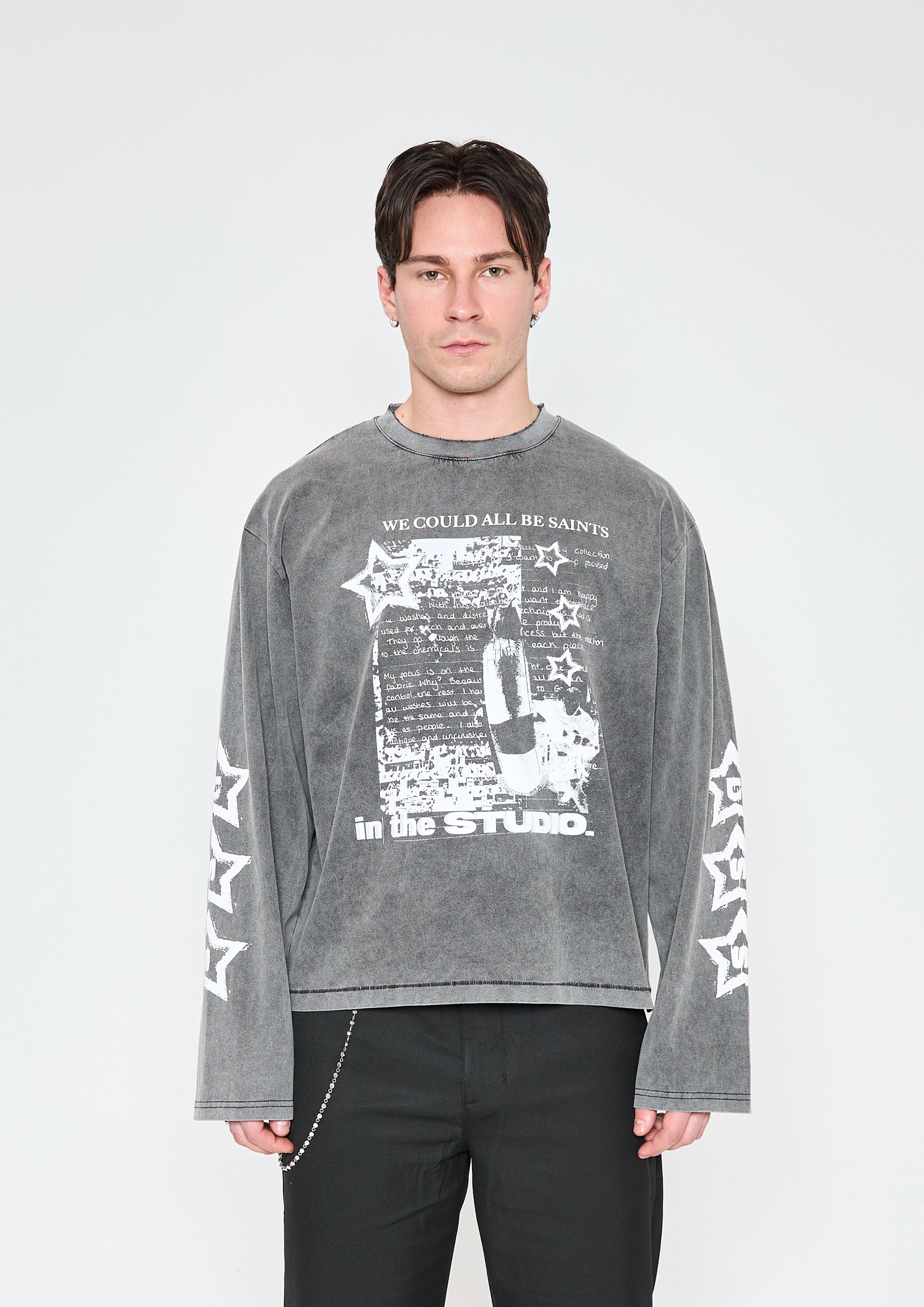 L/S Studio Saints Tee - Washed Grey – Di Santi Studio