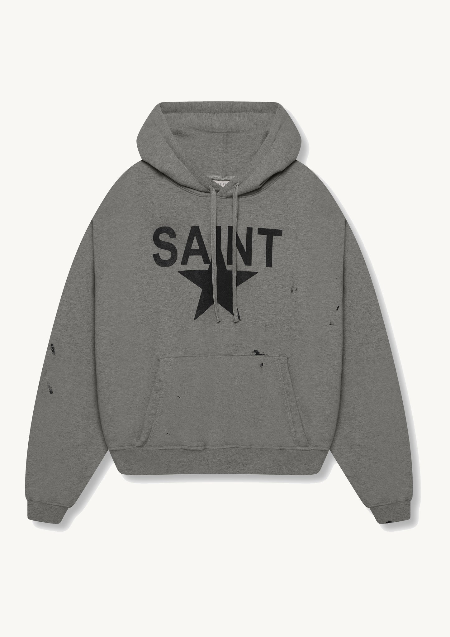 Distressed Saint Star Hoodie - Marl Grey