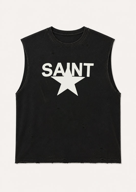 Saint Star Sleeveless Tee - Black