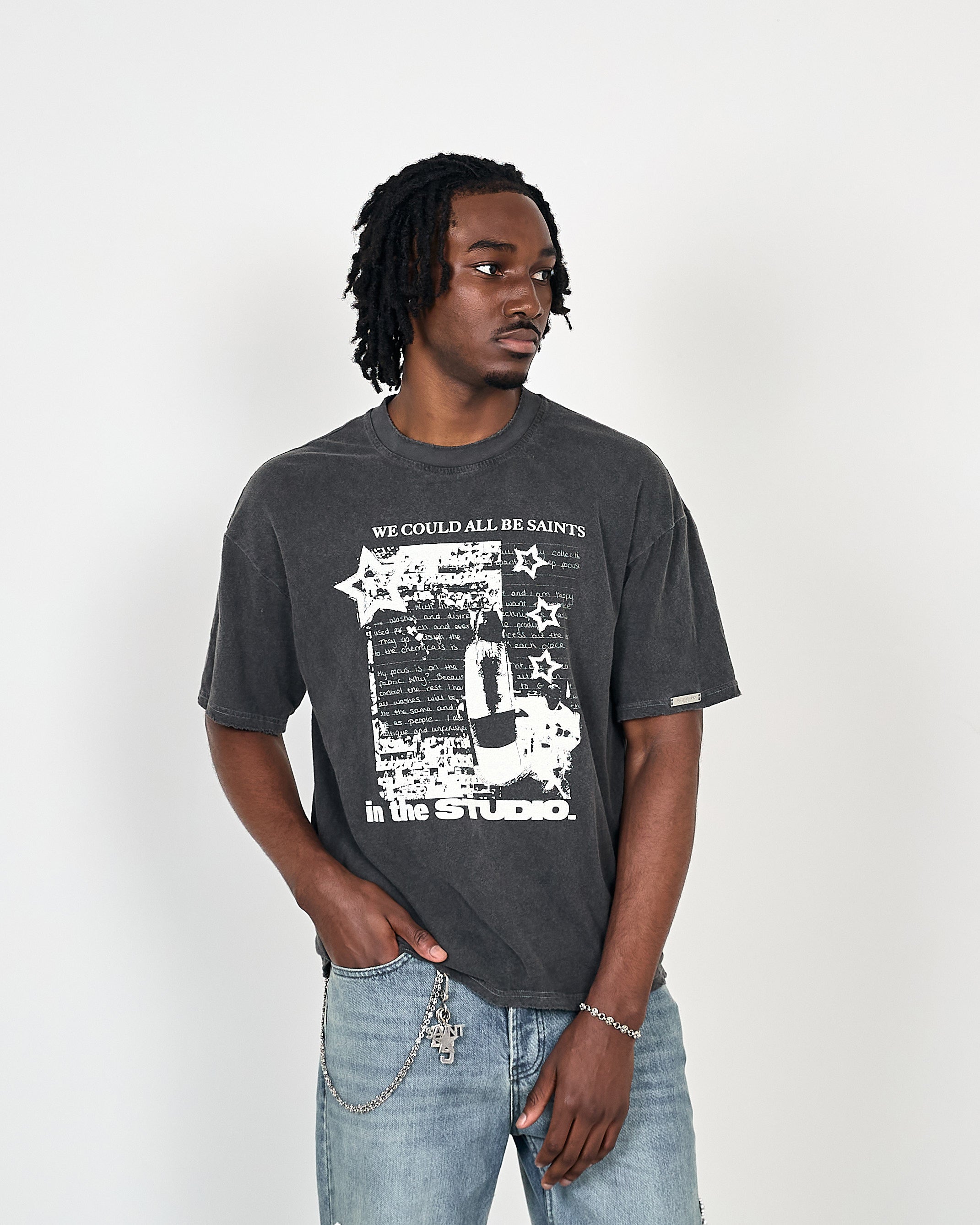 Lightweight Studio Saints Tee - Washed Grey