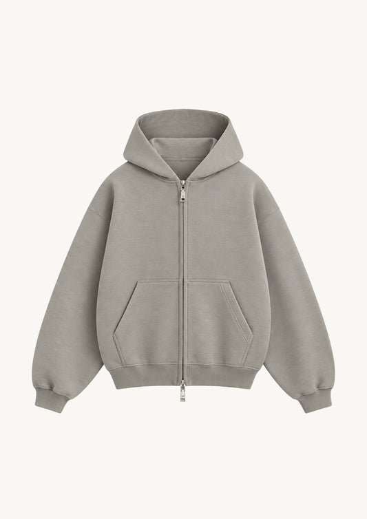 Core Zip Hoodie - Marl Grey